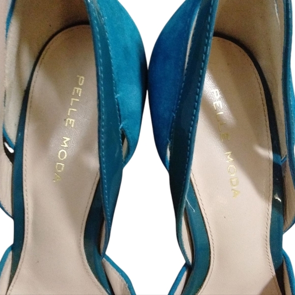 Pelle Moda Blue Suede Pumps Cut-Out Heels Size 7 - Picture 5 of 10